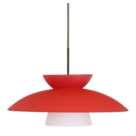 Besa Lighting Trilo 15 Cord Pendant, Red Matte, Bronze Finish, 1x75W Incandescent 1JT-451331-BR